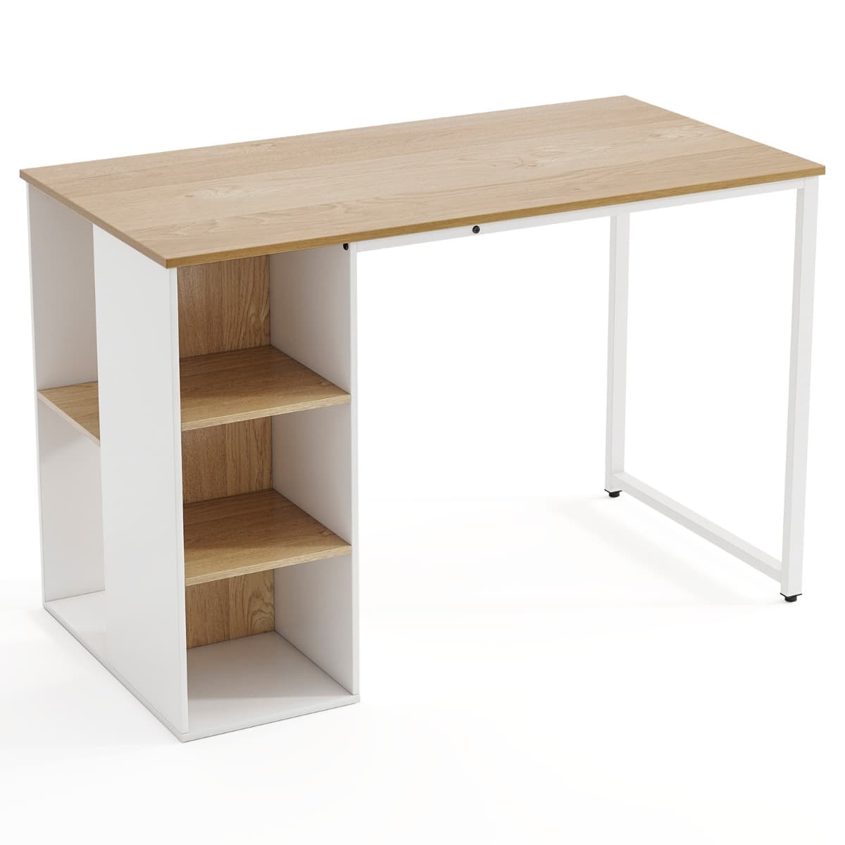 Bureau avec Rangement Bureau d'Ordinateur avec Bibliothèque 5 Compartiments Table Informatique 59 x
